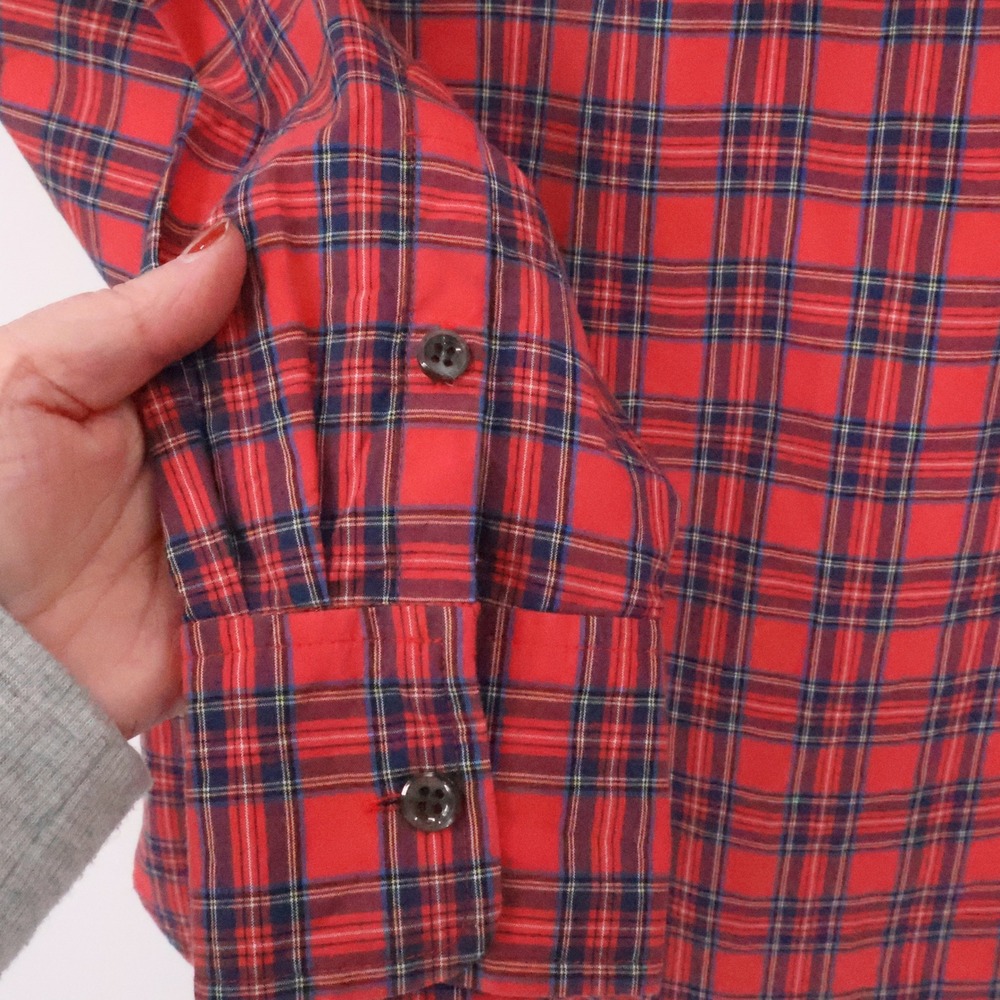 J Crew Red Blue Plaid‎ Popover Tunic Top Womens Western Country Preppy  Size 4 - Picture 6 of 10